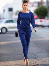 Two Piece Pullover Solid Color Top+Pants Sets